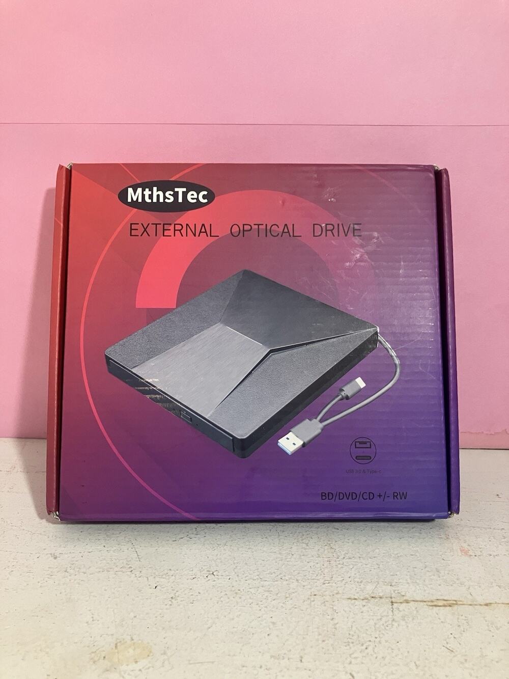 MthsTec XD007B Black USB 3.0 And Type-C Blu Ray External Optical Drive